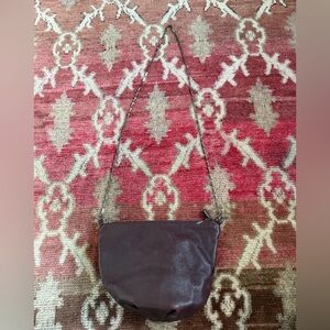 Maje Burgundy Leather Crossbody with Chain Strap
